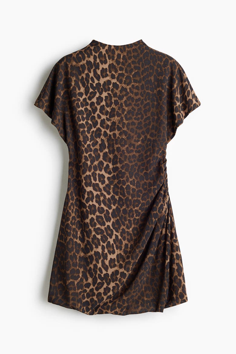 Draped Turtleneck Dress, Alternate, color, Brown/leopard print