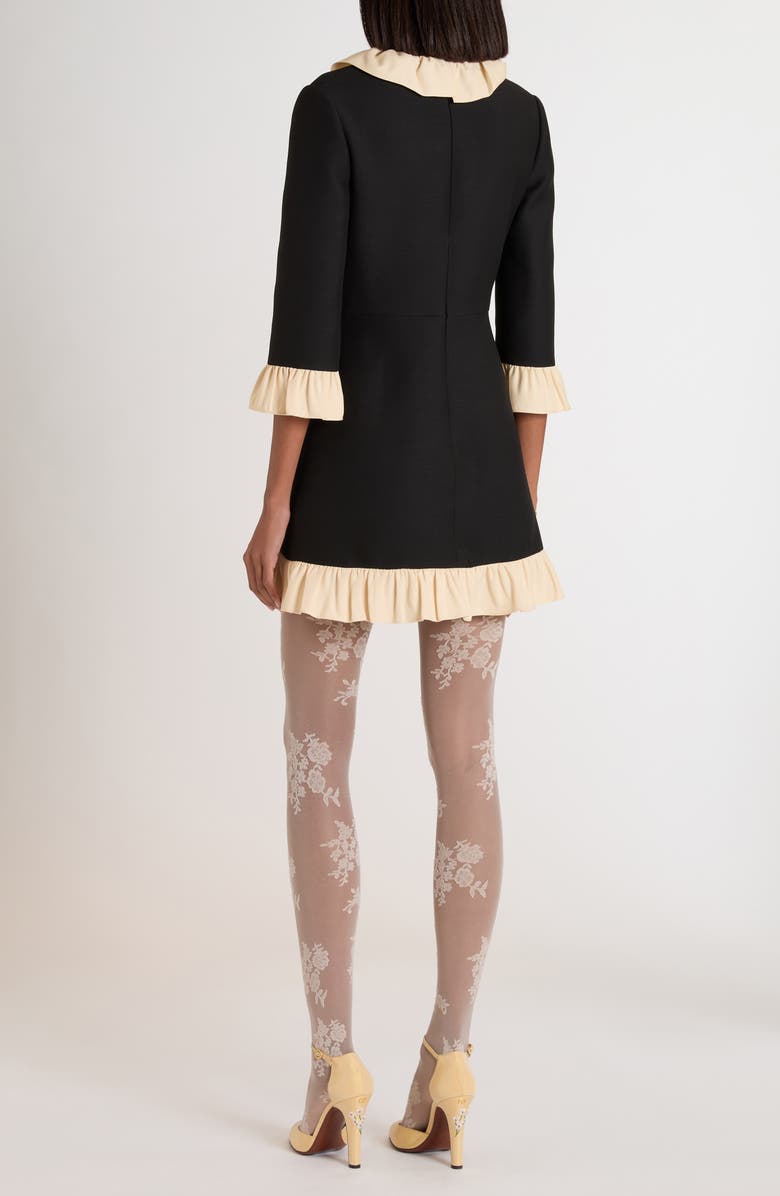 Valentino Garavani Ruffle Trim Crepe Couture Minidress, Alternate, color, Light Hazelnut Black