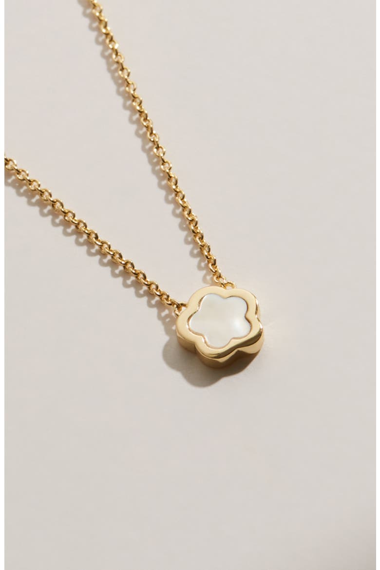 Mother of Pearl Inlay Flower Pendant - Saya, Alternate, color, Gold