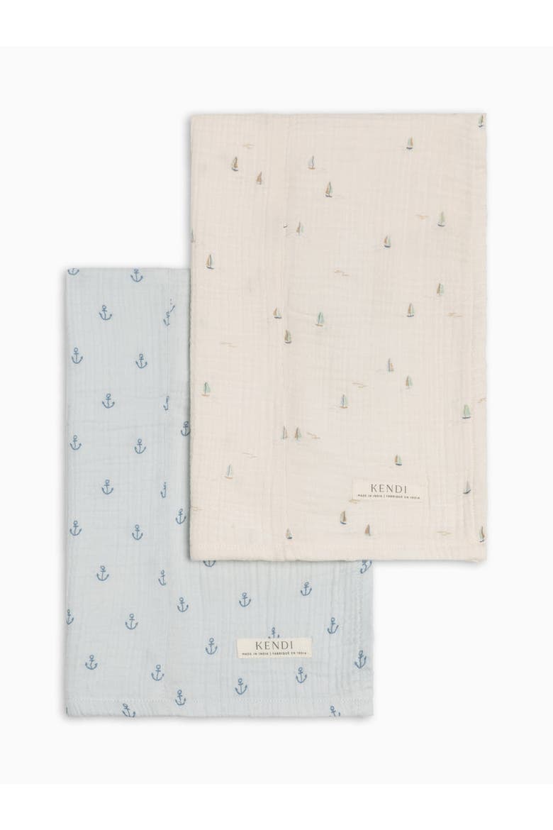 Organic 2-Pack Muslin Burp Cloths, Main, color, Marina + Anchor