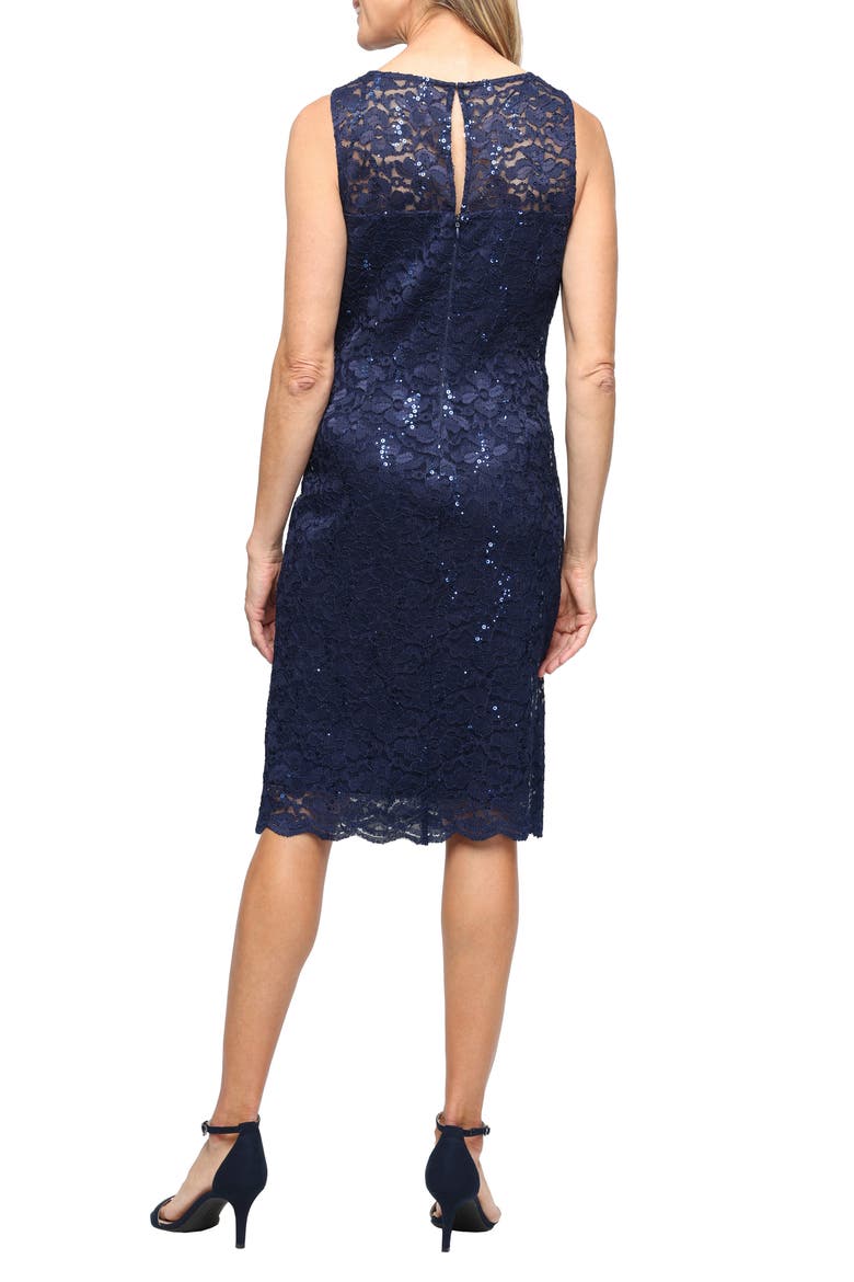 Lace Jacket and Sheath Dress Set, Alternate, color, NAVY