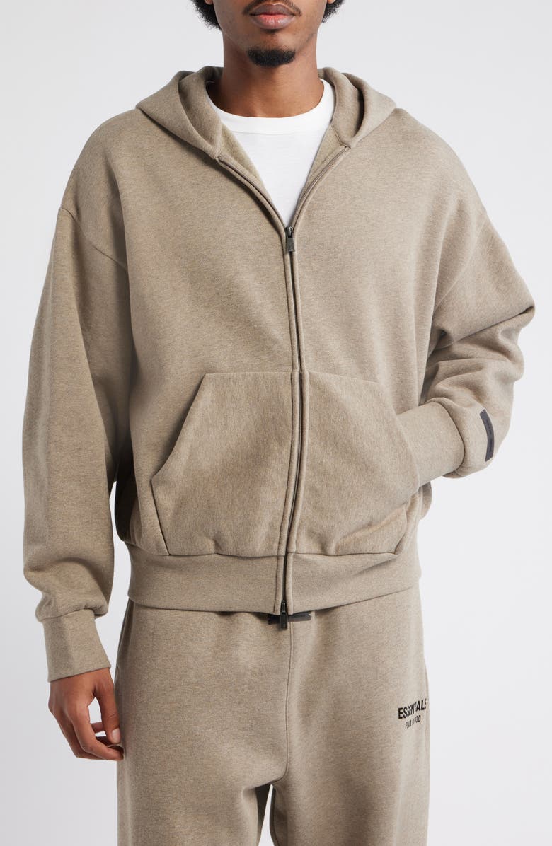 Fear of God Essentials Classic Zip Hoodie, Alternate, color, Homestead Heather