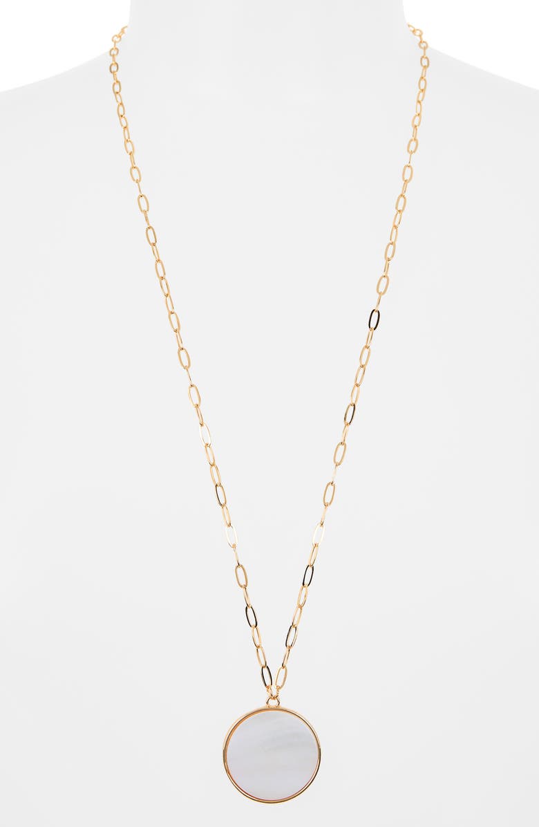 NORDSTROM RACK Pearlized Disc Pendant Necklace, Alternate, color, 