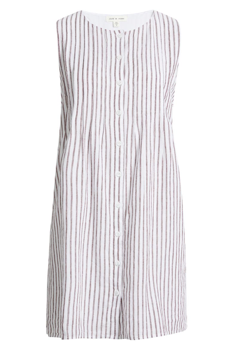 Pintuck Button Front Dress, Alternate, color, COCOA BROWN STRIPE