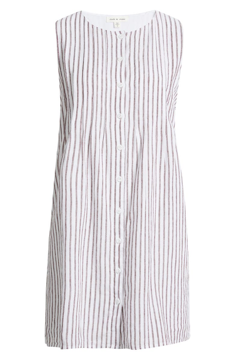 Cloth & Stone Pintuck Button Front Dress, Alternate, color, Cocoa Brown Stripe