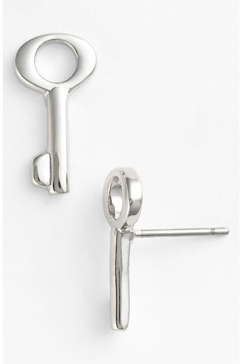 Key Stud Earrings, Main, color, ARGENTO