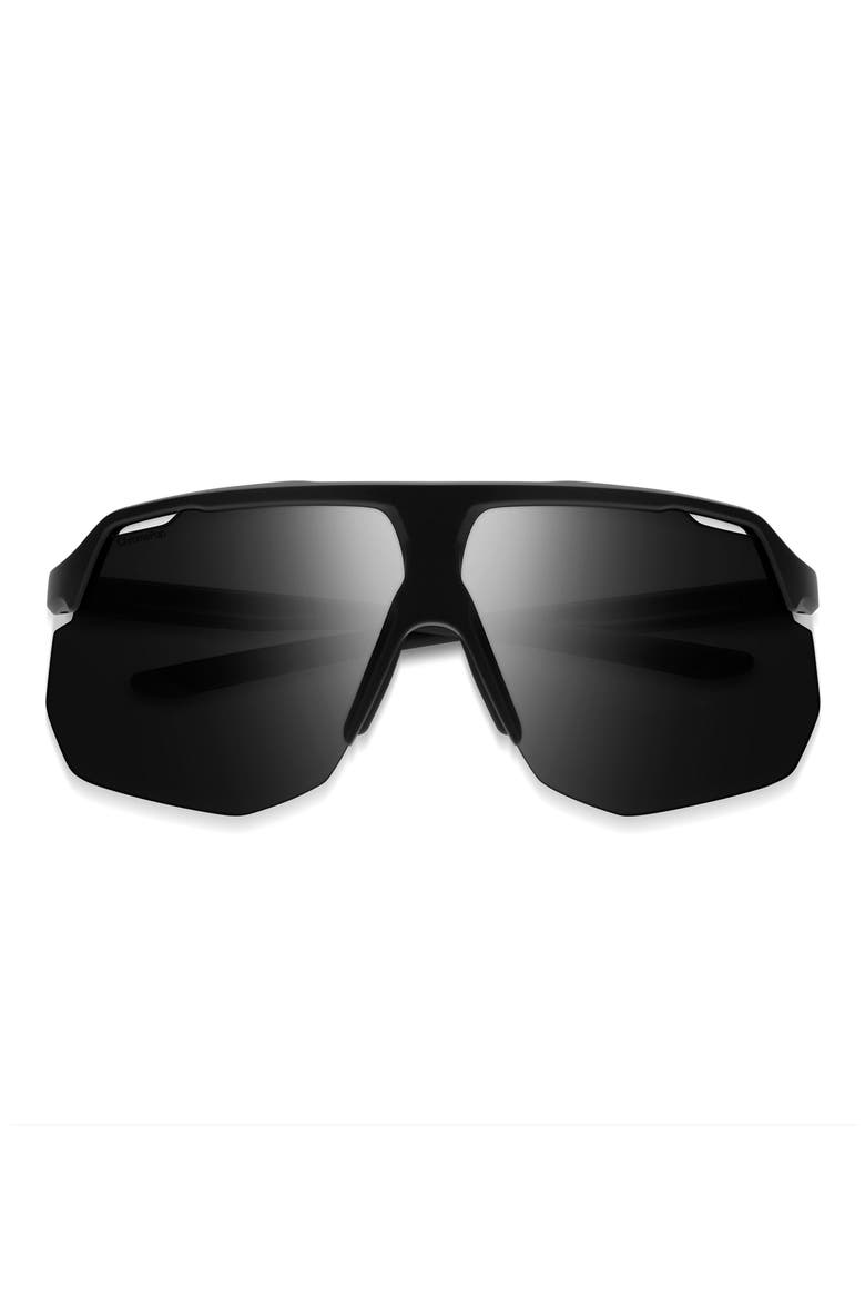 Motive 74mm ChromaPop™ Polarized Shield Sunglasses, Main, color, MATTE BLACK / CHROMAPOP BLACK