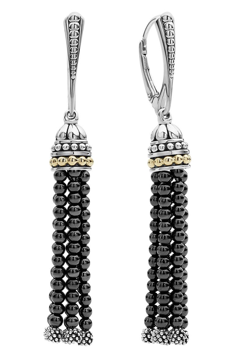 Caviar Icon Tassel Drop Earrings, Alternate, color, HEMATITE/ SILVER/ GOLD