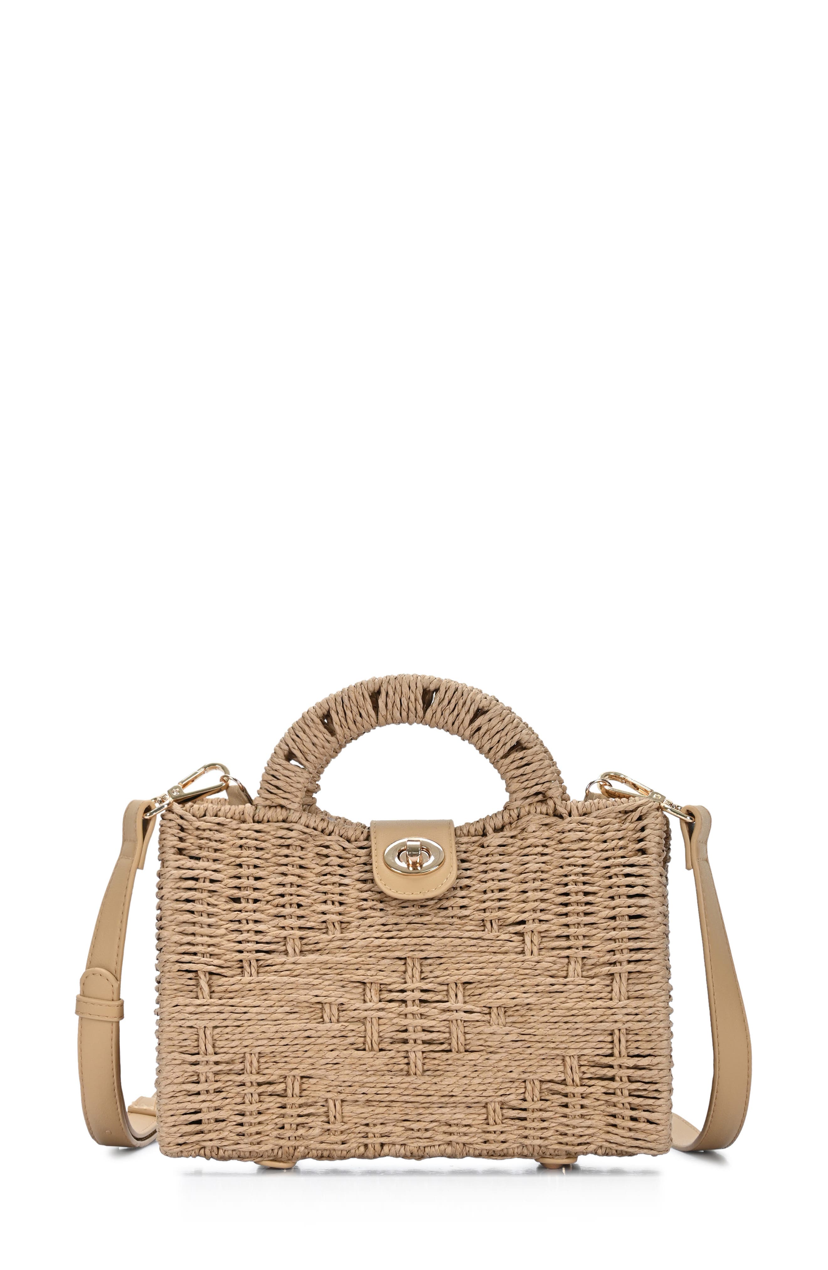 Structured Straw Mini Bag, Main, color, NATURAL
