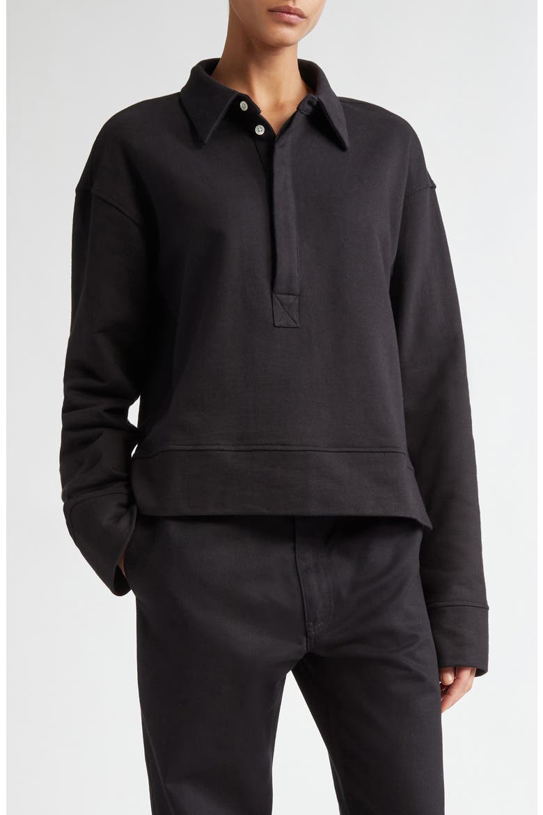 Unisex Riis Long Sleeve Polo, Main, color, BLACK