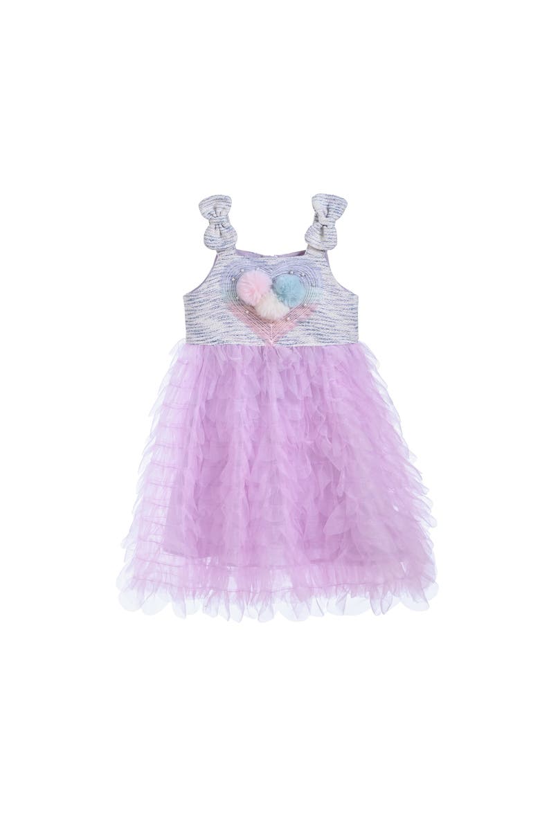 Mimi Tutu Tulle Silhouette Bow Pom Dress, Alternate, color, Purple