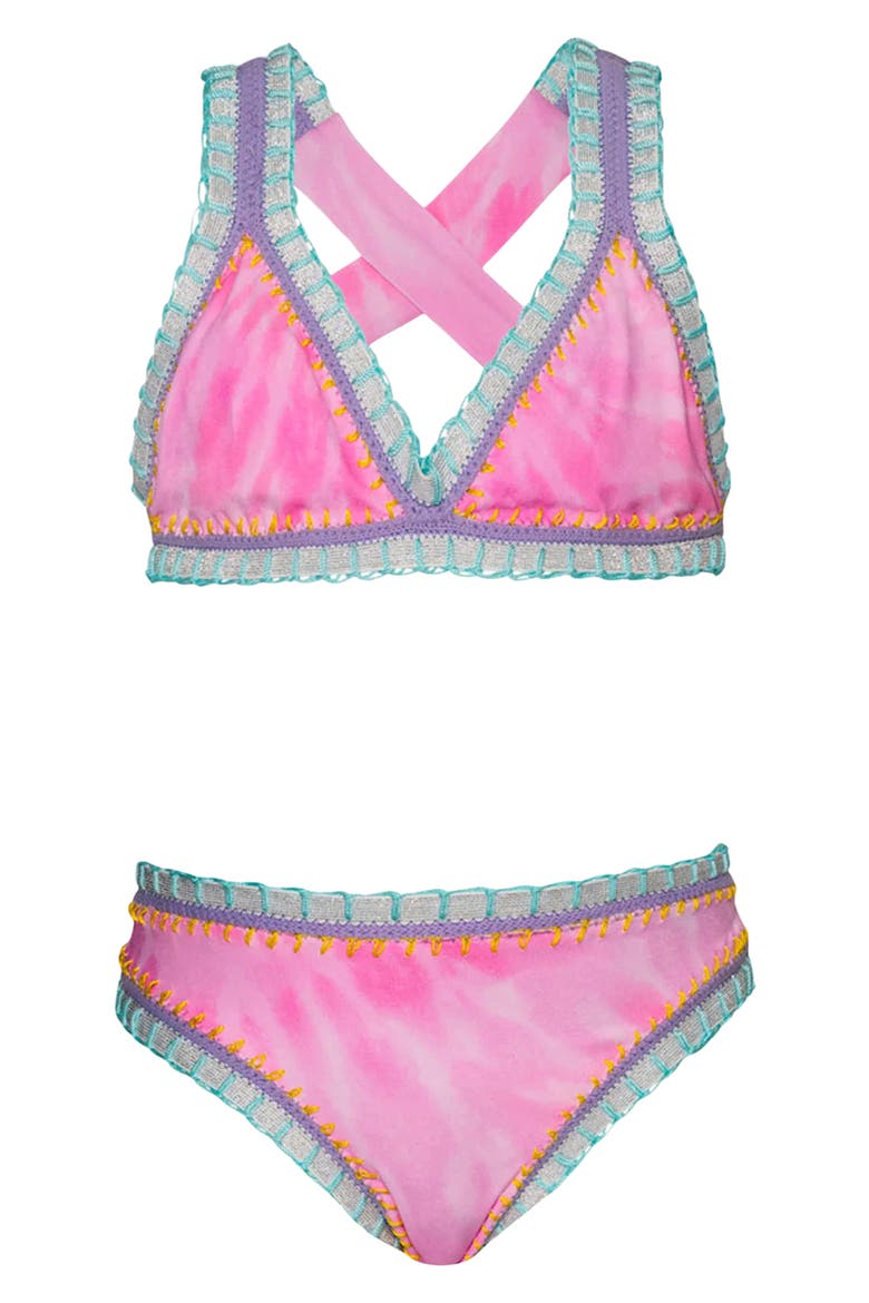 Kids' Rainbow Embroidered Two-Piece Swimsuit, Main, color, AMALFI