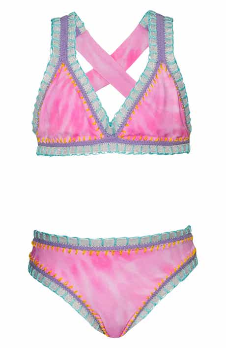 PQ SWIM Kids' Rainbow Embroidered Two-Piece Swimsuit