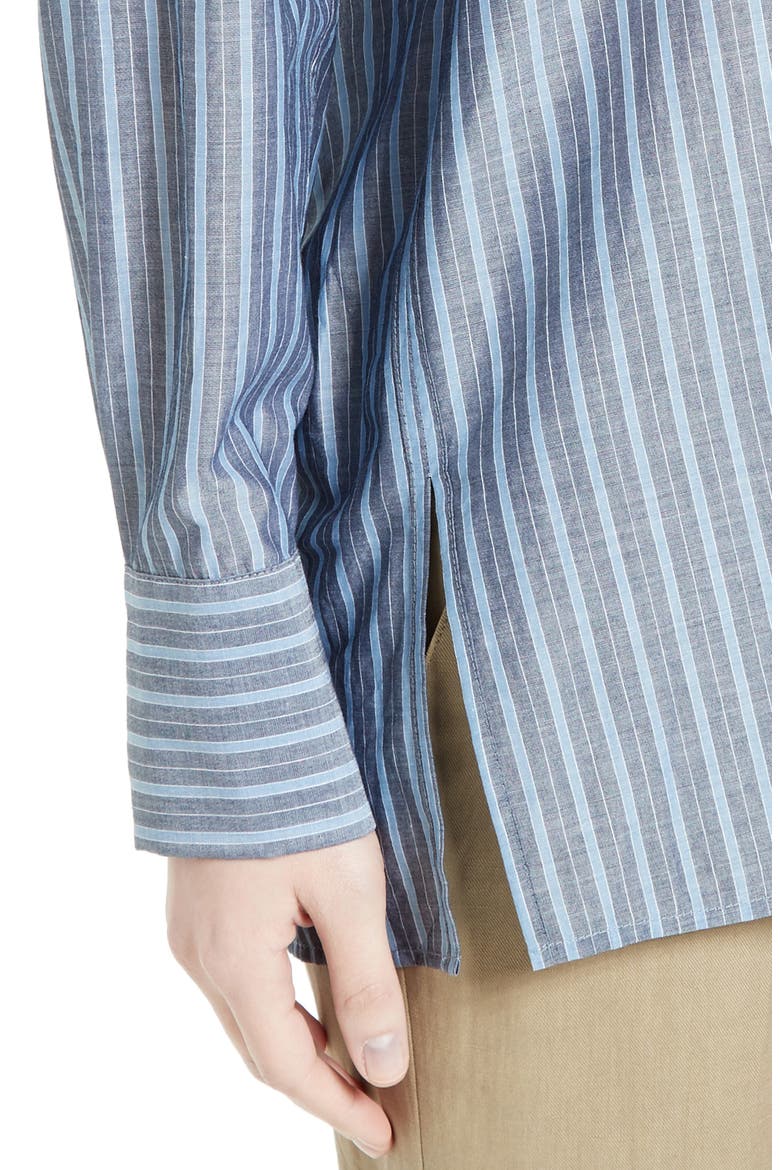 Stripe Popover Shirt, Alternate, color, COASTAL/ CHAMBRAY