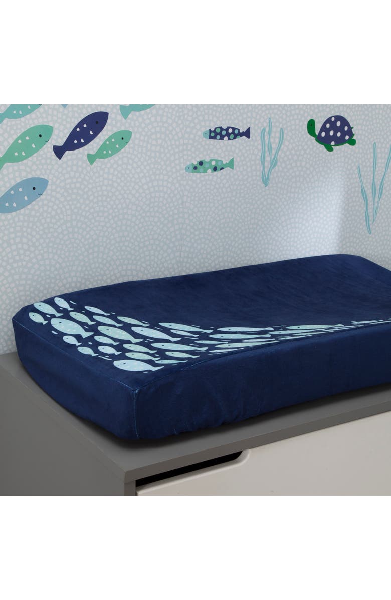 Lambs & Ivy Oceania Soft Minky Fish Nautical/Ocean Theme Diaper Changing Pad Cover, Alternate, color, Blue
