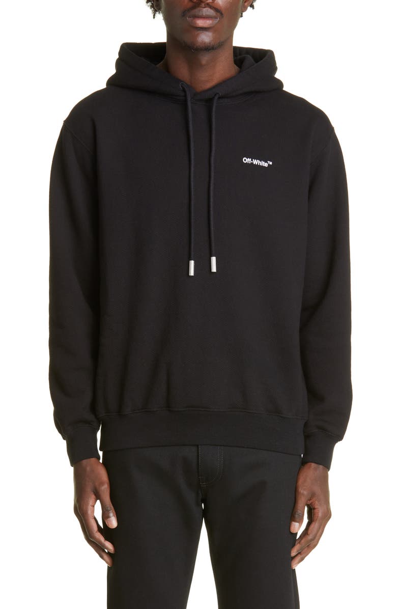 Off-White Diagonal Stripe Cotton Hoodie, Main, color, 