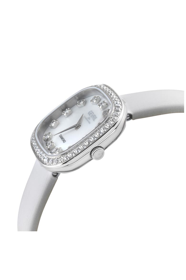 Infinita Diamond Leather Strap Watch, Alternate, color, WHITE