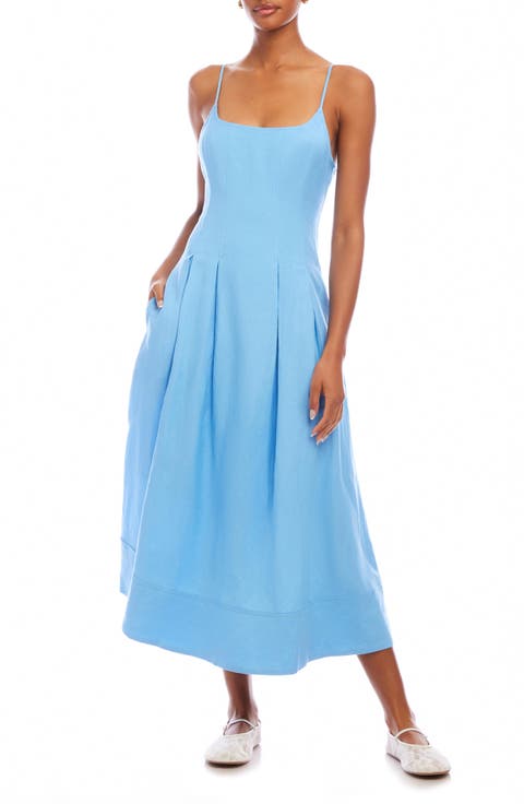 Jessa Pleated Linen Blend Midi Sundress