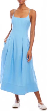 FIFTEEN TWENTY Jessa Pleated Linen Blend Midi Sundress