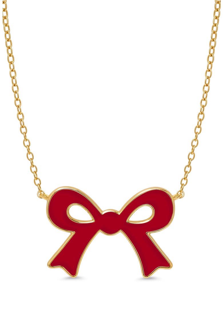 Kids' Flat Bow Pendant Necklace, Main, color, RED