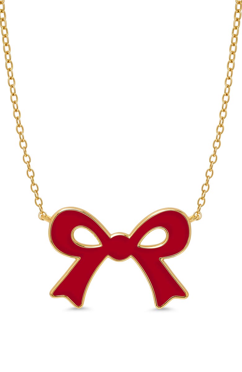 Lily Nily Kids' Flat Bow Pendant Necklace, Main, color, Red