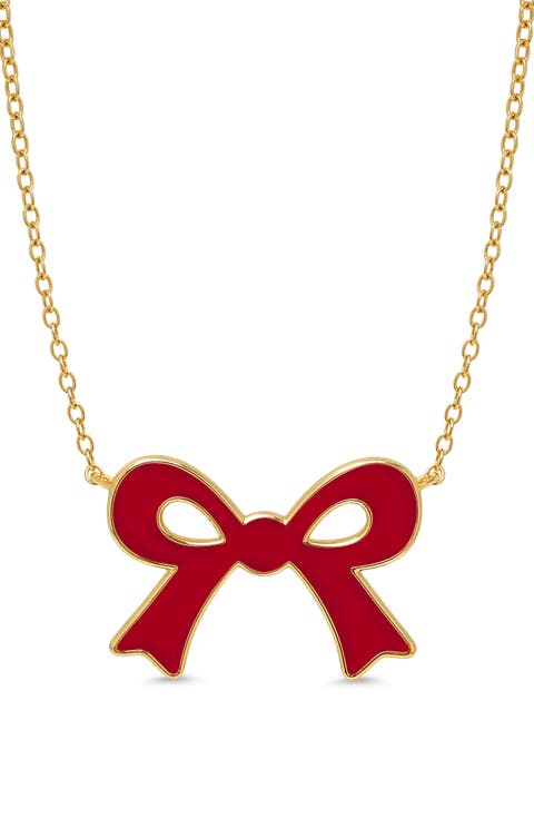 Kids' Flat Bow Pendant Necklace