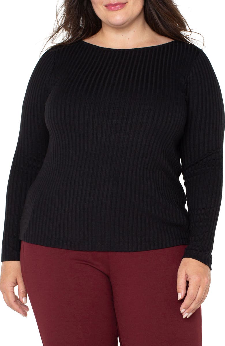 Liverpool Los Angeles Rib Boat Neck Top, Main, color, 