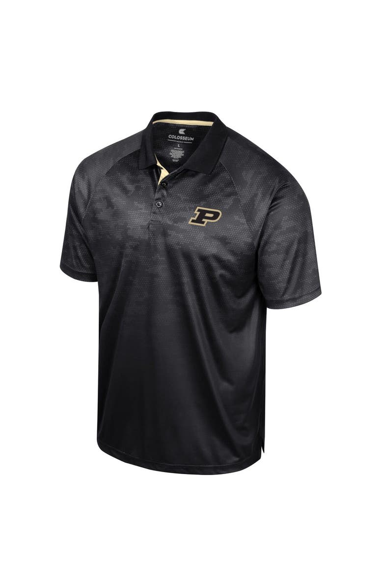 COLOSSEUM Men's Colosseum Black Purdue Boilermakers Honeycomb Raglan Polo, Alternate, color, 