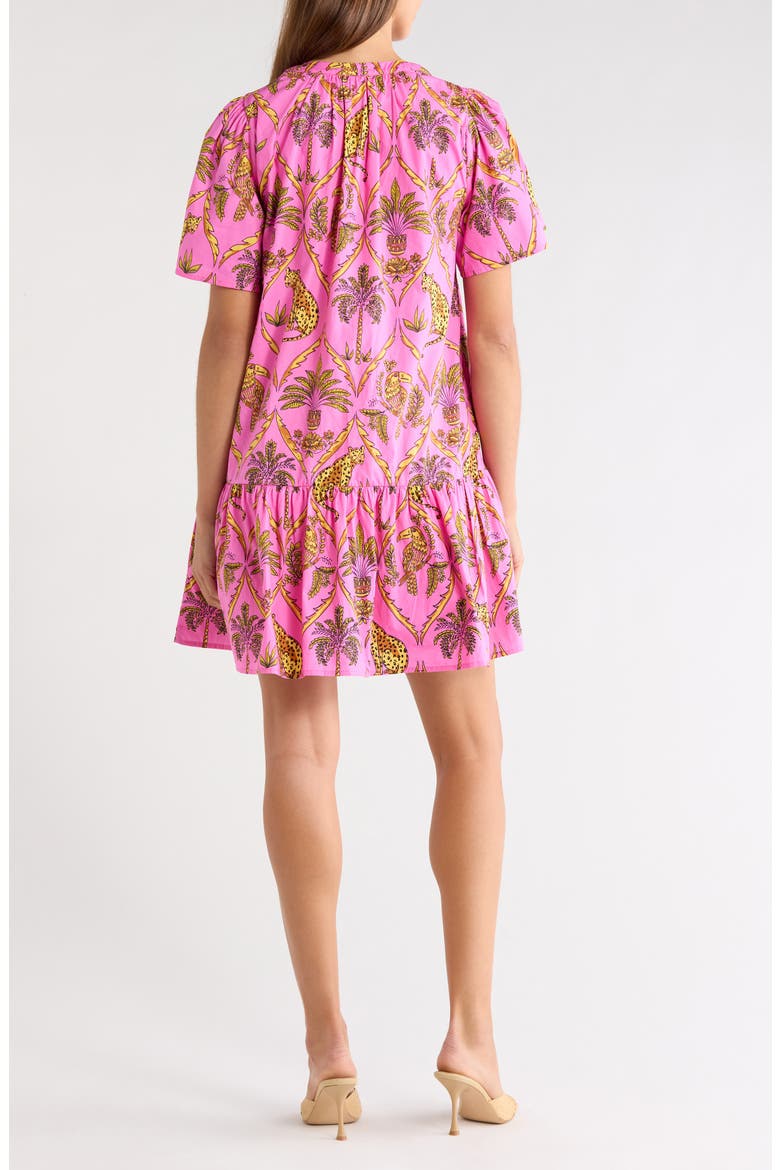 Panther Azari Cotton Shift Minidress, Alternate, color, PINK-LEOPARD