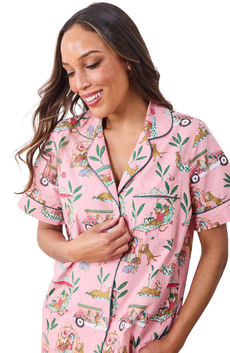 Printfresh Piped Organic Cotton Pajamas, Alternate, color, Peach Daiquiri