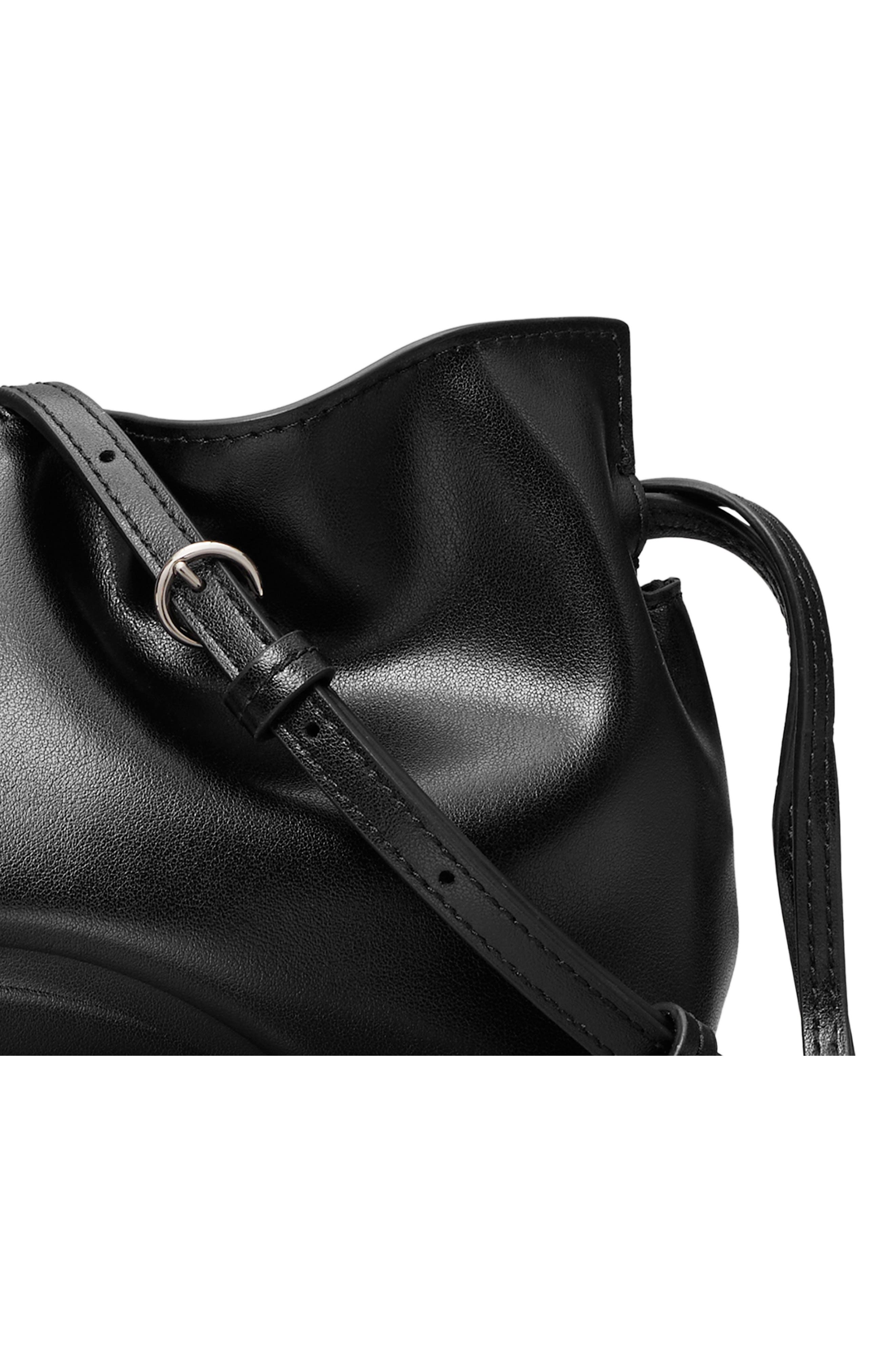 Ella Faux Leather Drawstring Pouch, Alternate, color, BLACK
