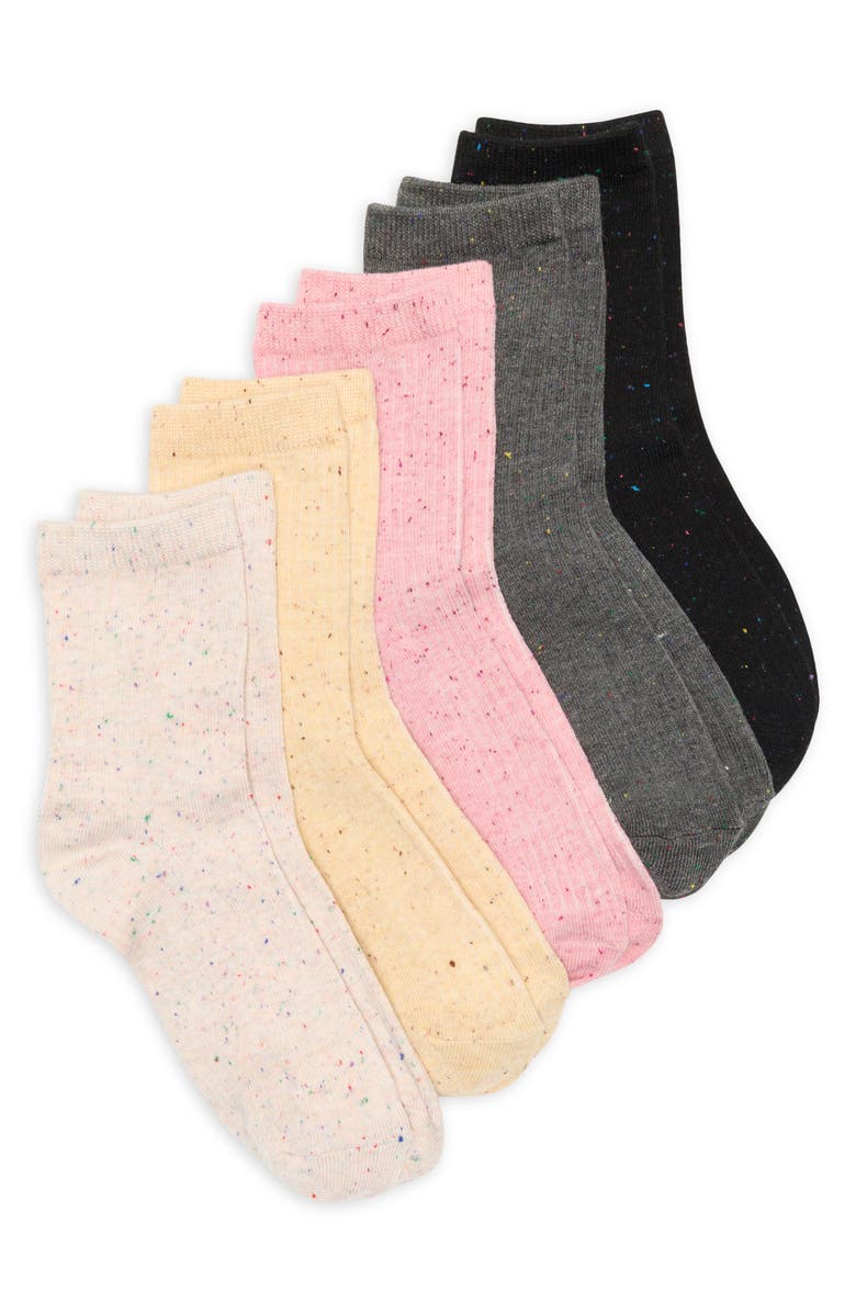 NORDSTROM RACK Assorted 5-Pack Speckle Demi Crew Socks, Main, color, Pink Confetti Multi
