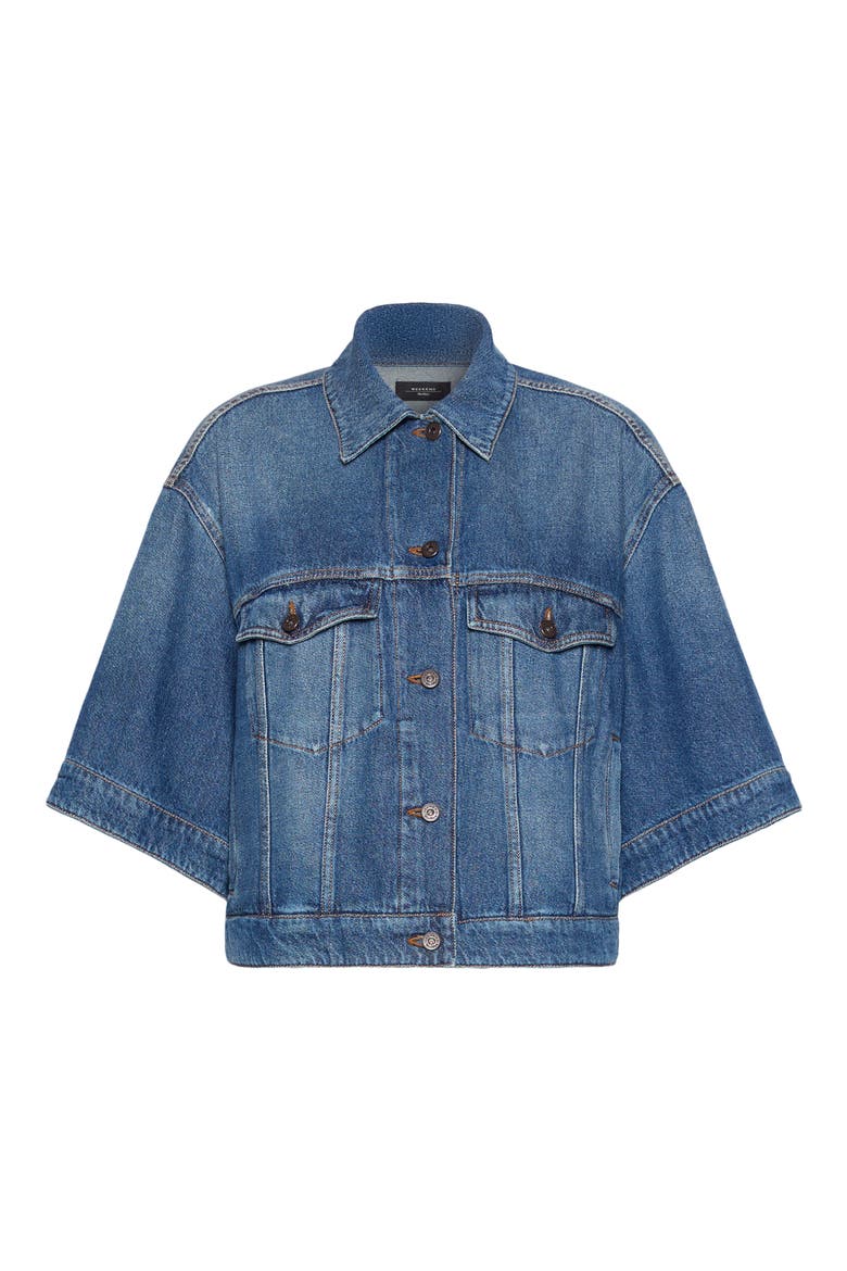 Liuti Crop Denim Jacket, Alternate, color, NAVY