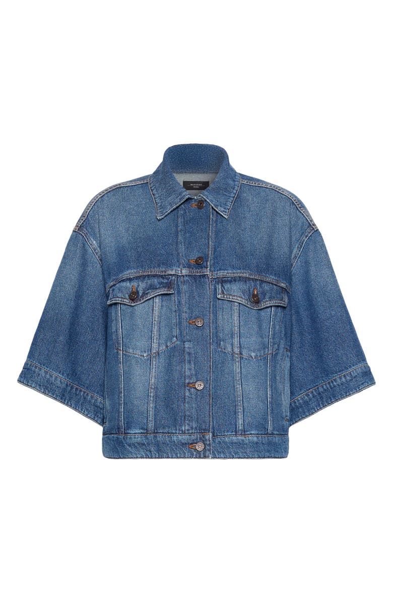 Weekend Max Mara Liuti Crop Denim Jacket, Alternate, color, Navy