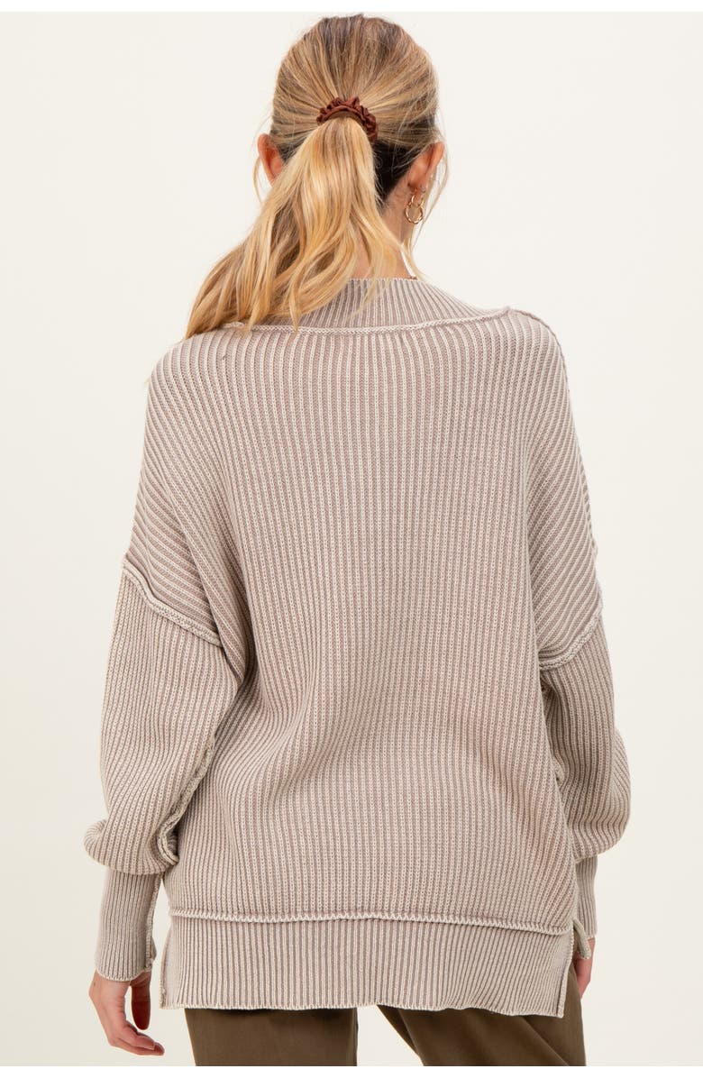 PinkBlush Washed Side Slit Oversized Sweater, Alternate, color, Mocha