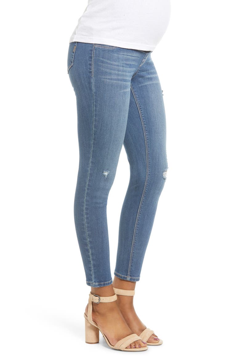 Distressed Ankle Maternity Skinny Jeans, Alternate, color, CHRISTINA