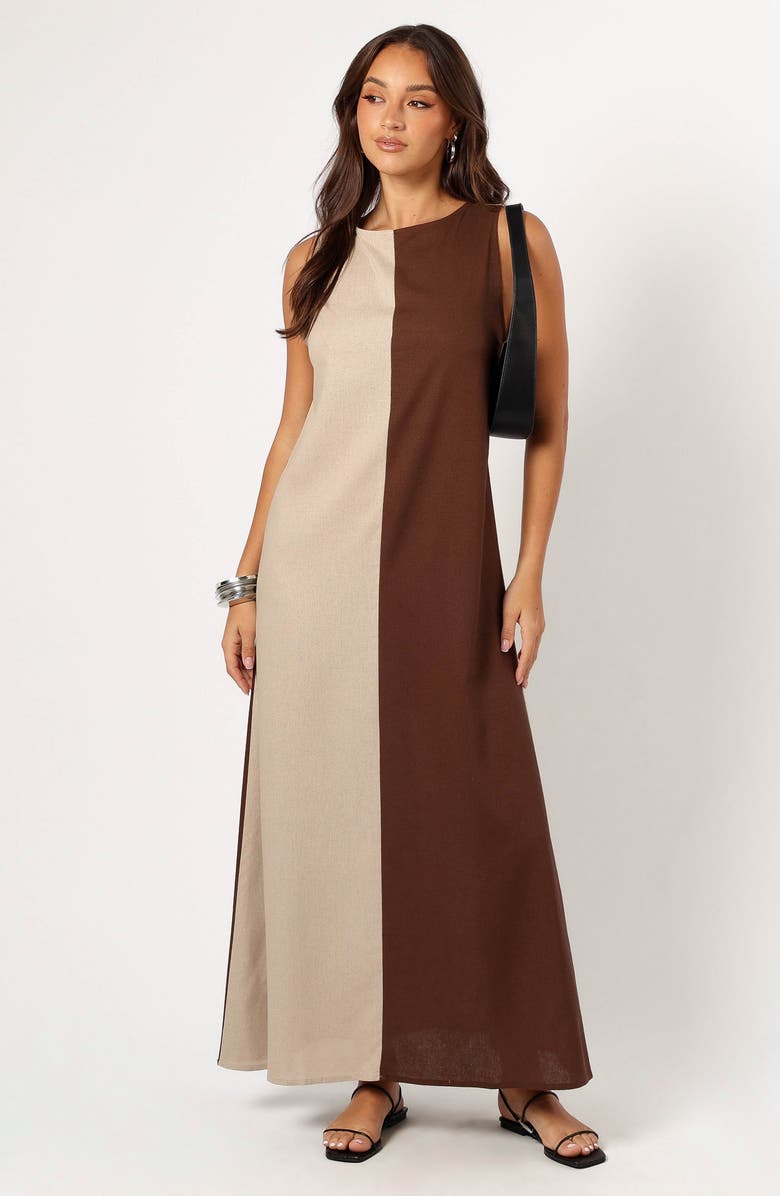 Petal & Pup Lindi Colorblock Maxi Dress, Alternate, color, Brown/ Beige