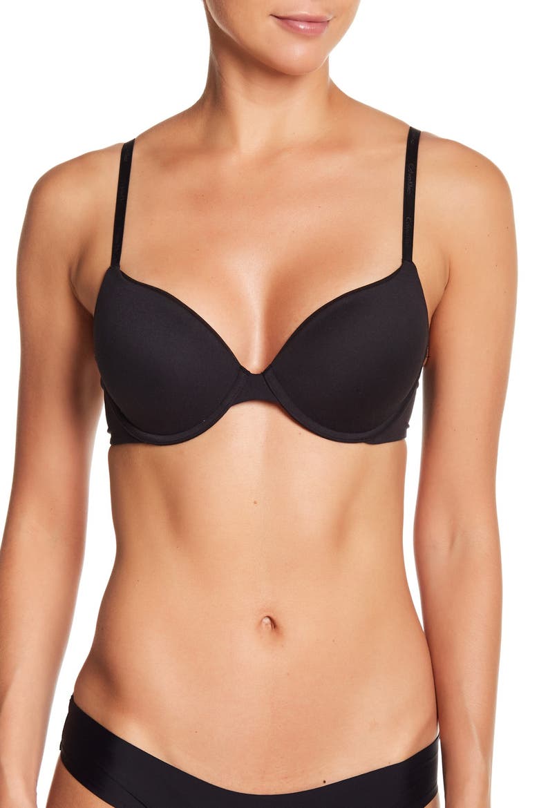 Convertible Strap Lightly Lined Demi Bra, Main, color, BLACK