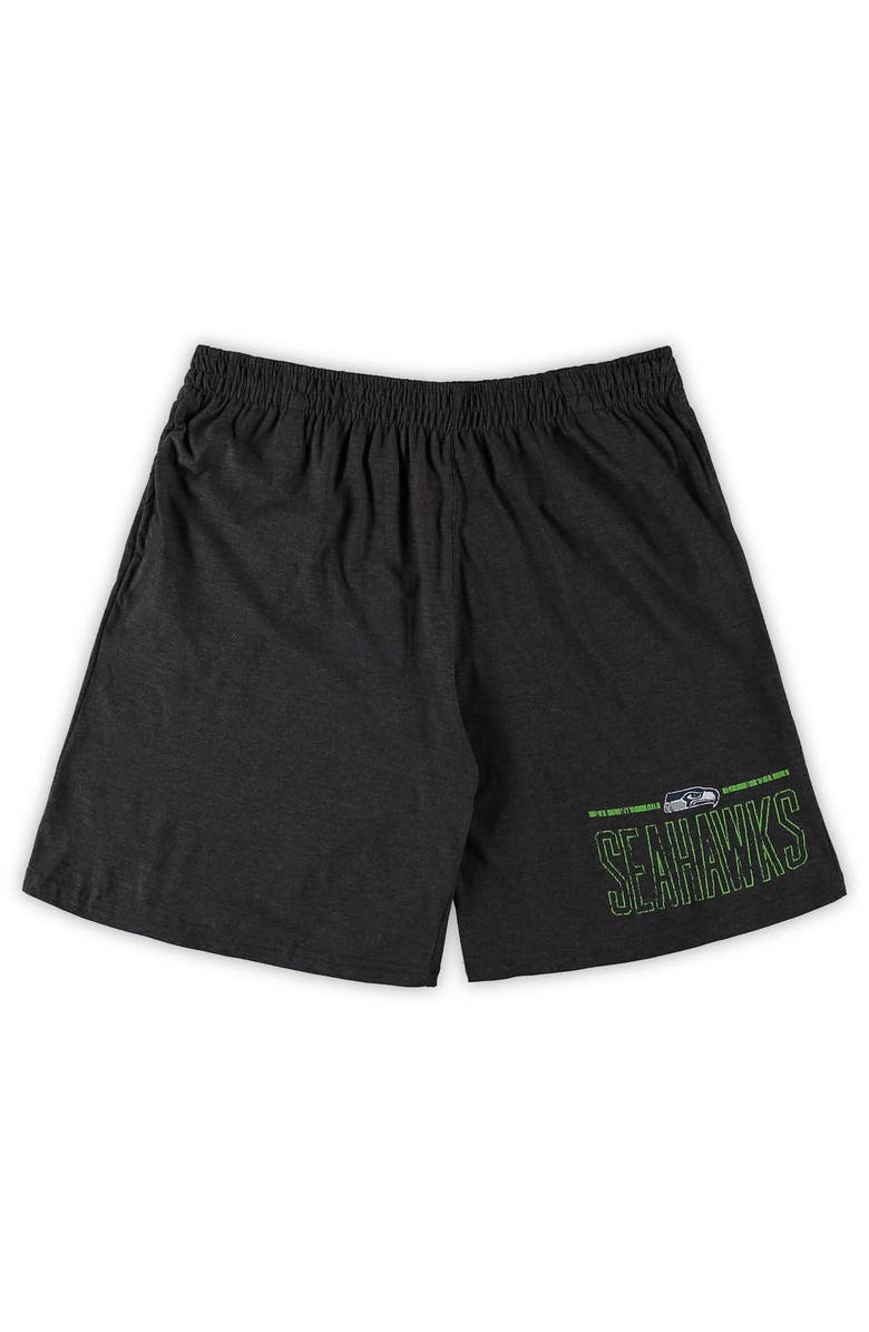CONCEPTS SPORT Men's Concepts Sport Neon Green/Heathered Charcoal Seattle Seahawks Big & Tall T-Shirt & Shorts Set, Alternate, color, 