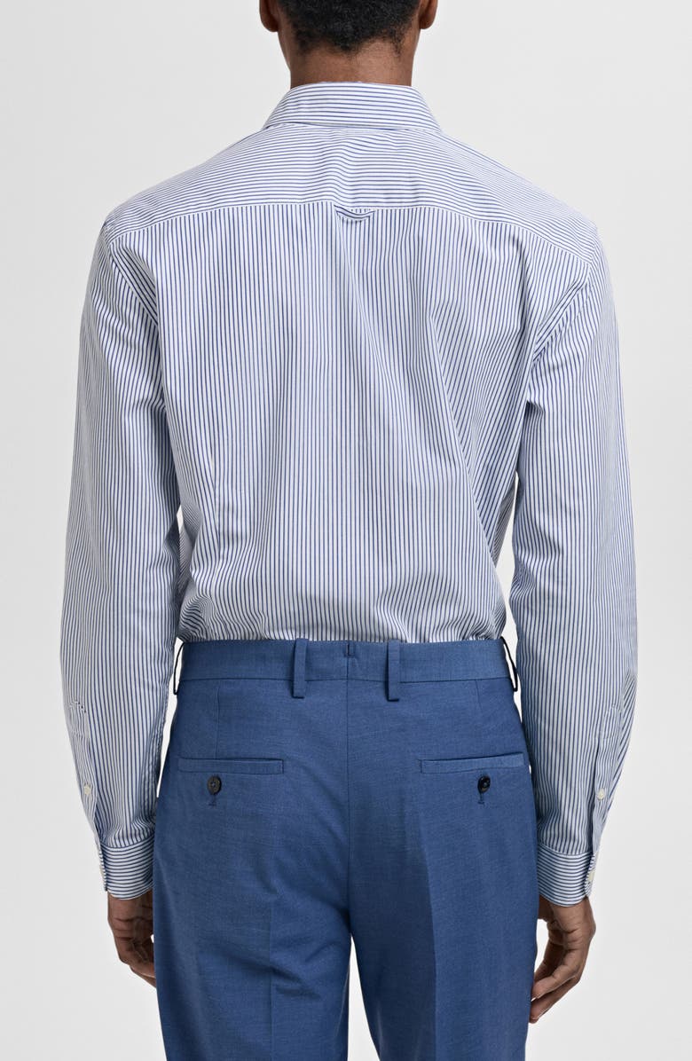 MANGO Stripe Slim Fit Button-Up Shirt, Alternate, color, Blue