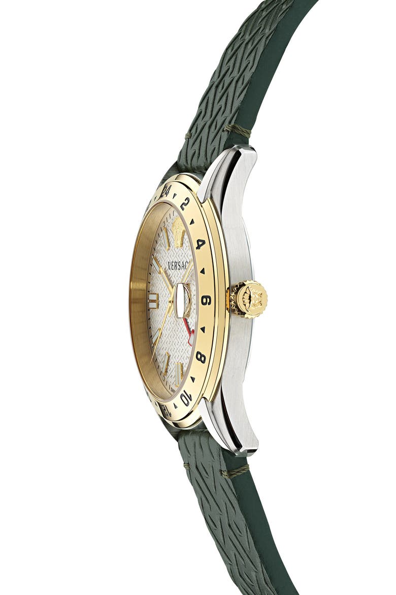 Greca Time Leather Strap Watch, 41mm, Alternate, color, TWO TONE