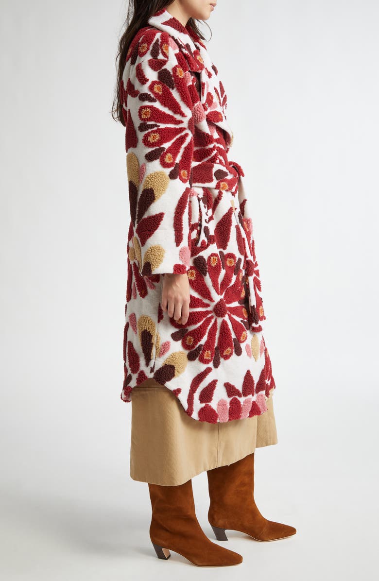 FARM Rio Ainika Flowers Belted Fleece Coat, Alternate, color, 