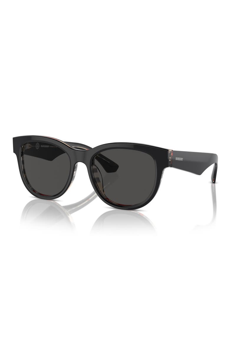54mm Round Sunglasses, Alternate, color, SHINY BLACK