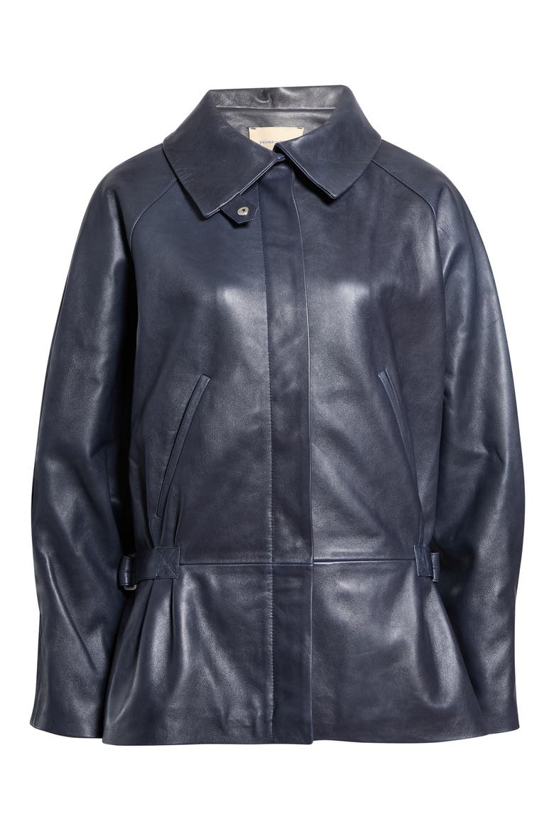 Llana Leather Jacket, Main, color, NAVY