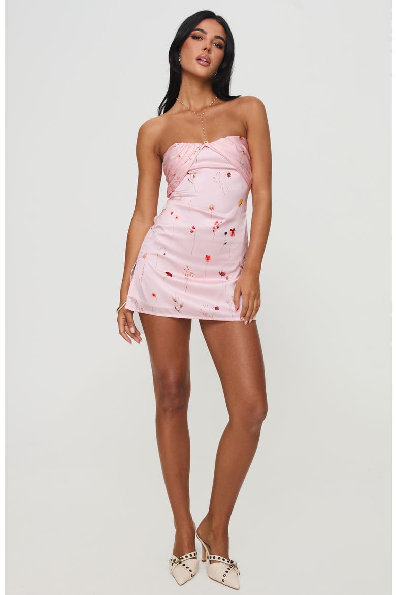 Irena Strapless Satin Minidress, Alternate, color, PINK