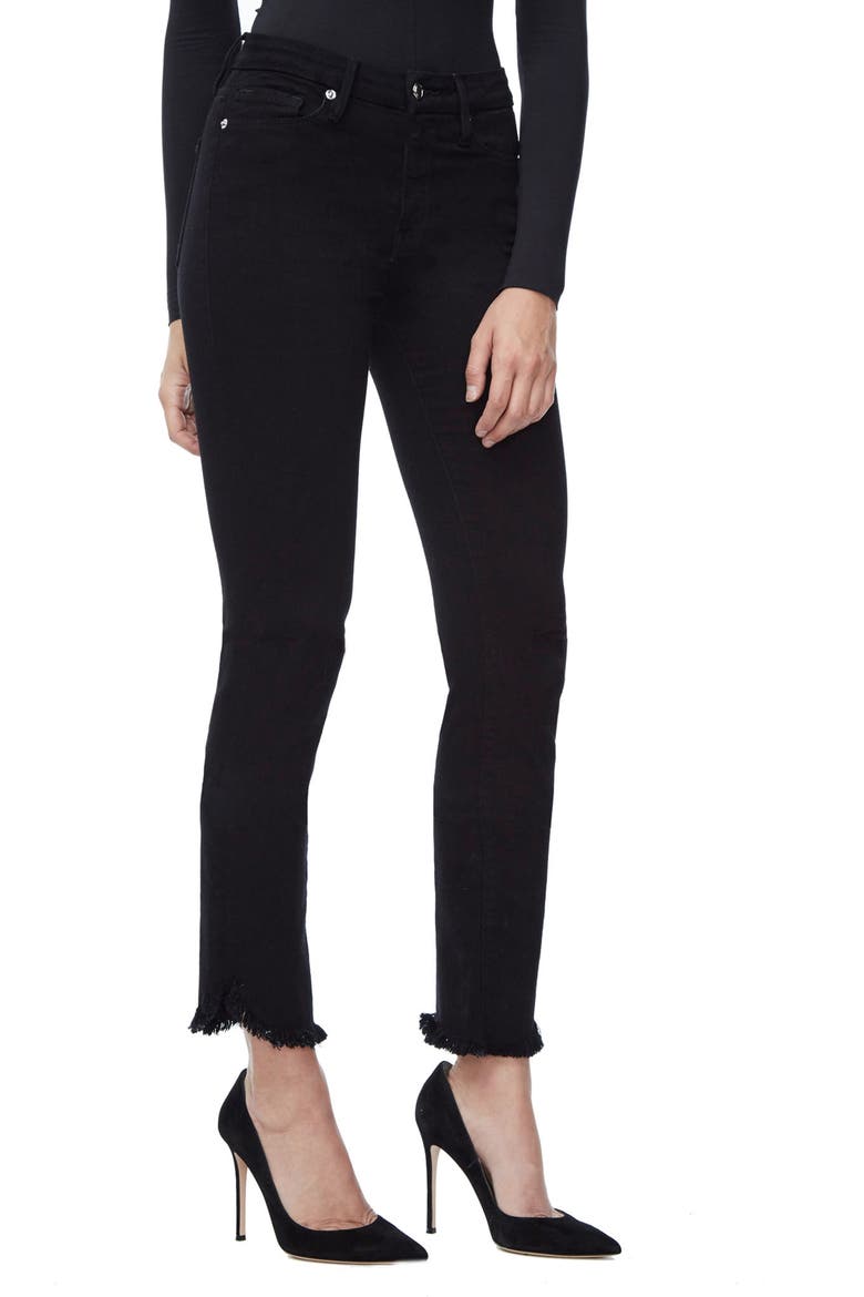 Good Straight High Waist Tulip Hem Jeans, Alternate, color, BLACK 001