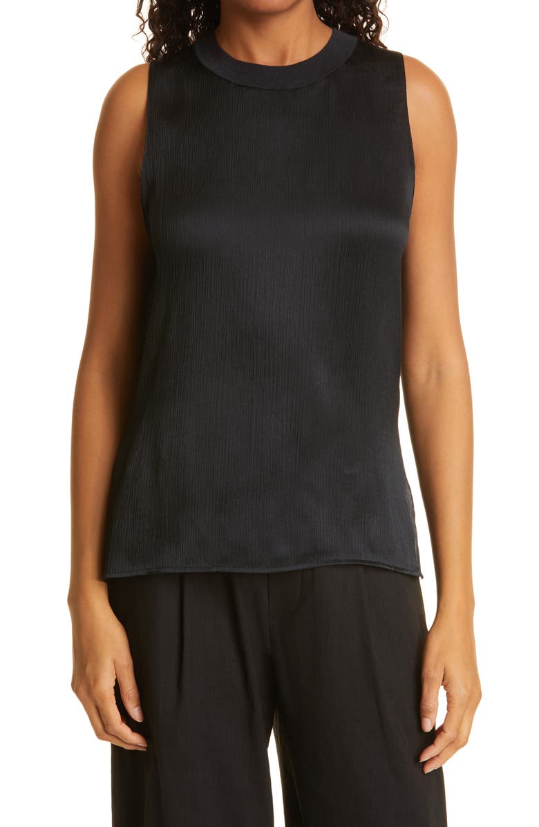 Vince Ribbed Silk Tank Top, Main, color, Black