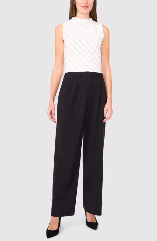 Halogenr Halogen(r) Print Mock Neck Sleeveless Ponte Top In New Ivory