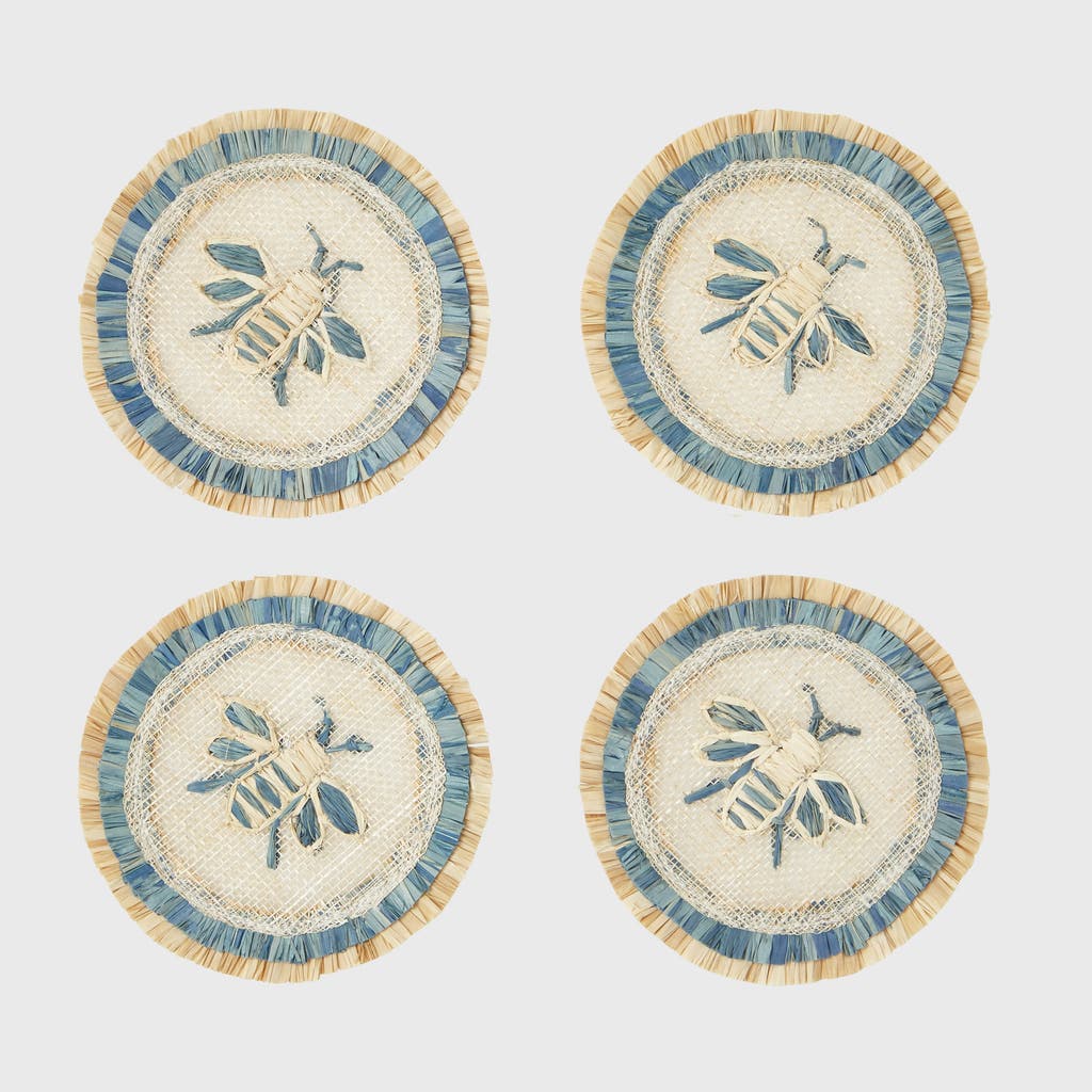 Joanna Buchanan Bee Straw Coasters 4-piece Set In Multi