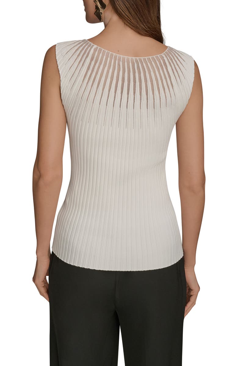 Donna Karan New York Illusion Yoke Sleeveless Sweater, Alternate, color, Cream